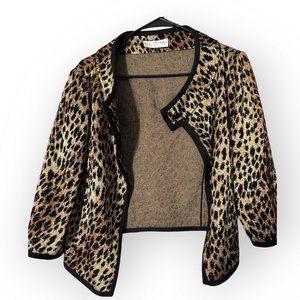 St. John Collection cropped cheetah print jacket.